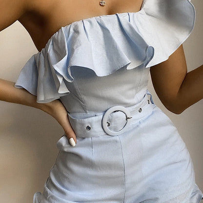 Sexy One Shoulder Jumpsuit Romper Shorts Playsuit