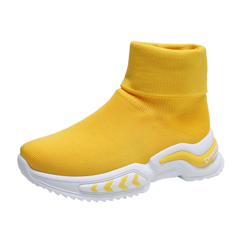 Spring Breathable Single Boot Heighten Women'S Shoes With Thick Soles And High Tops