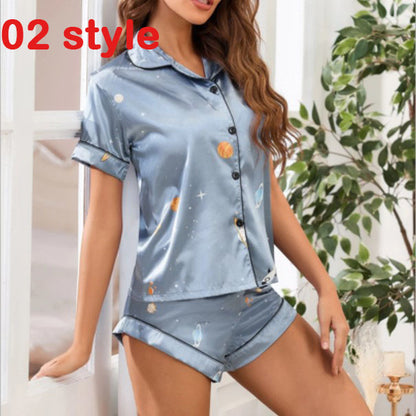 V-Neck Pyjama Casual Shorts Set