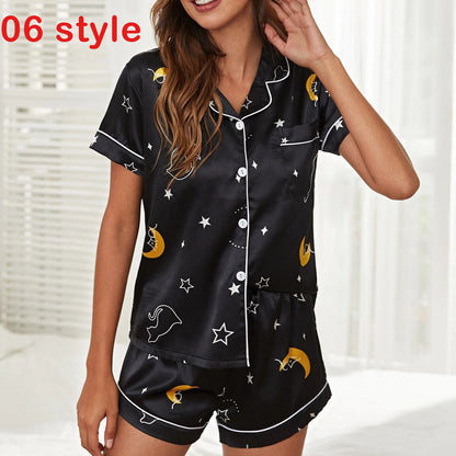 V-Neck Pyjama Casual Shorts Set