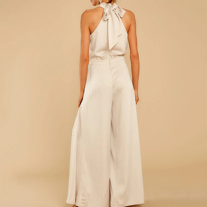 Solid Color Off-shoulder Jumpsuit