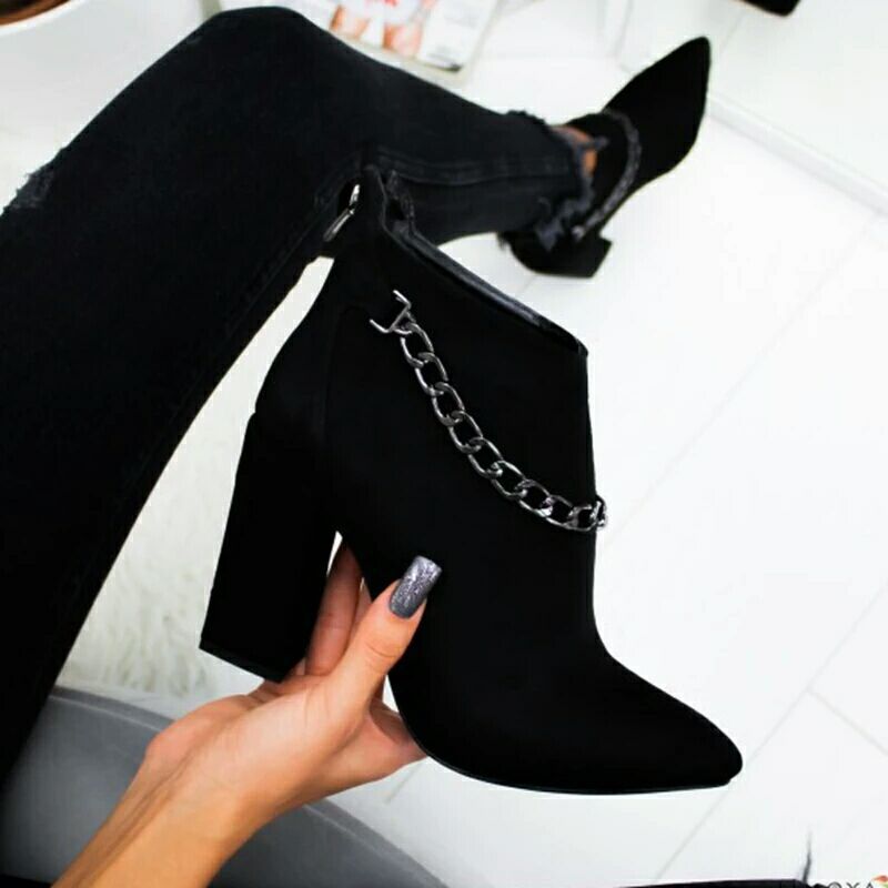 Pointed high heel short boots