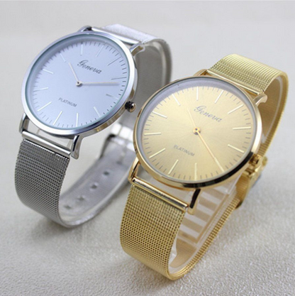 Fashion and trend net steel band Geneva men and women watches.