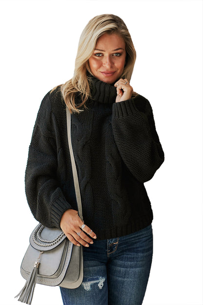 Cuddle Weather Cable Knit Handmade Turtleneck Sweater