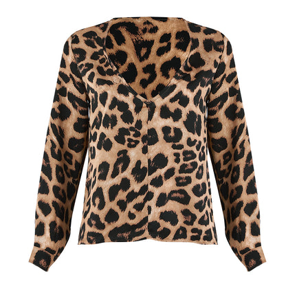 Sexy V Neck Leopard Print Blouse