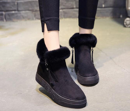 Warm Winter Suede Leather Wedge Boots