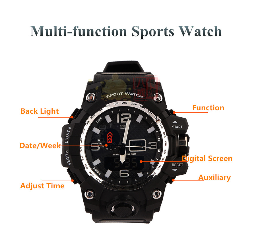 Fashion sports multi-function electronic watch couple