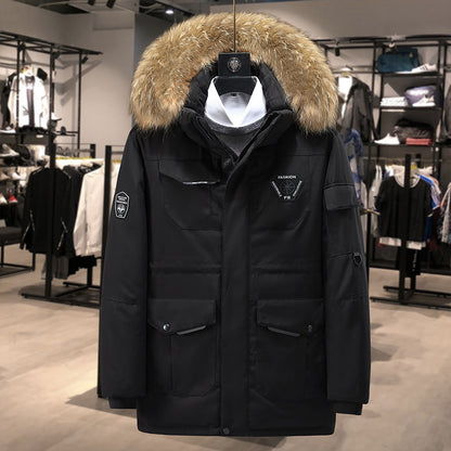 Thick Fur Collar men's Hooded Jacket