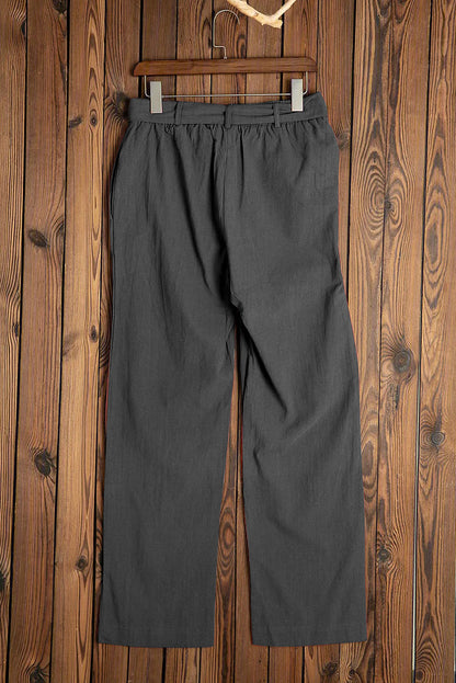 Elastic Waist Drawstring Wide Leg Pants