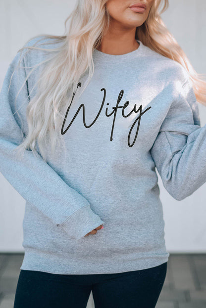 Funny Saying Letters Print Long Sleeve Sweatshirt