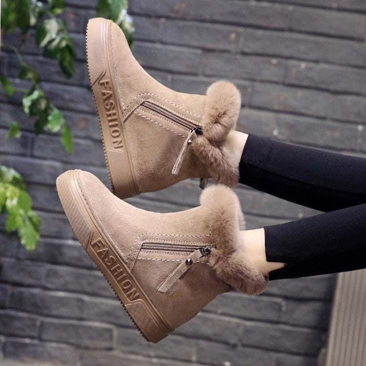 Warm Winter Suede Leather Wedge Boots