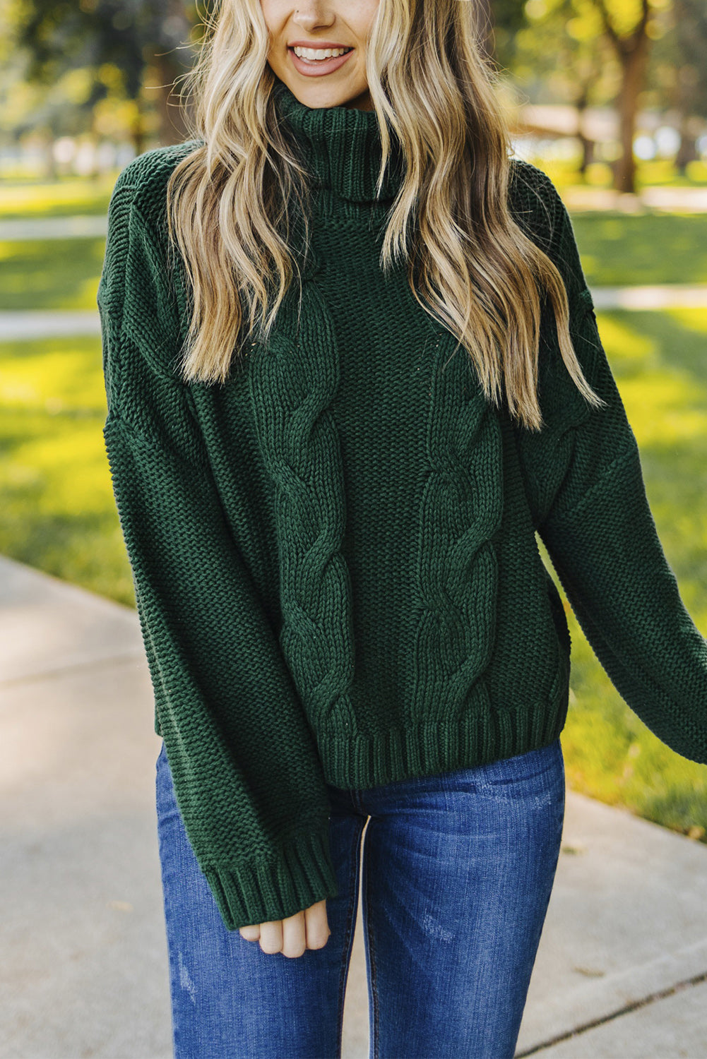 Cuddle Weather Cable Knit Handmade Turtleneck Sweater