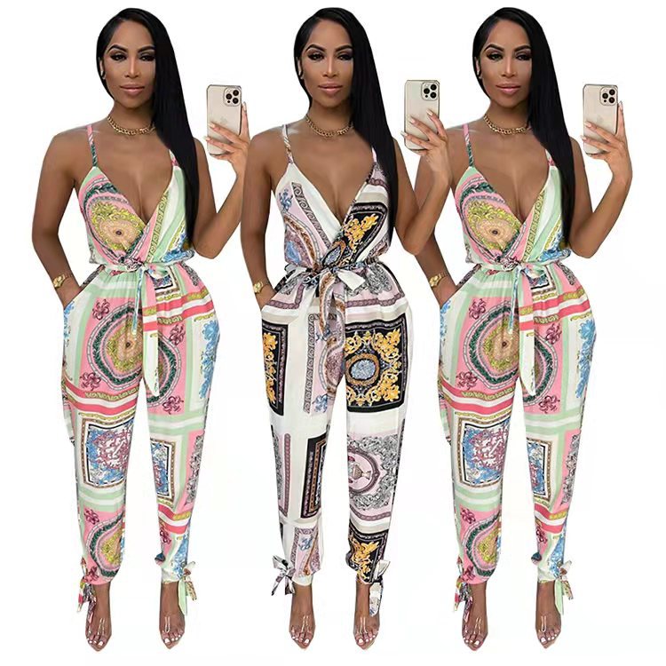 Print Suspender Bodysuit