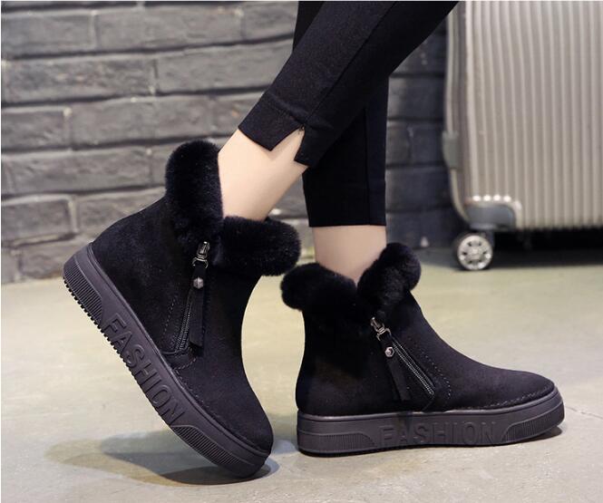 Warm Winter Suede Leather Wedge Boots