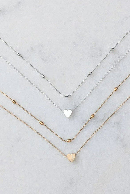 Multi-layered Heart Beaded Chain Necklace