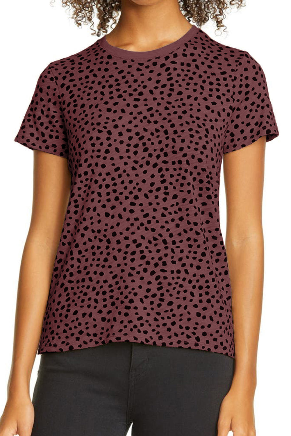 Cheetah Print O-neck Short Sleeve T Shirt