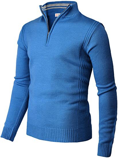 Casual Slim Pullover Knit Zipper Stand Collar Polo Shirt