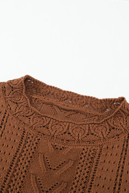 Crochet Lace Pointelle Knit Sweater