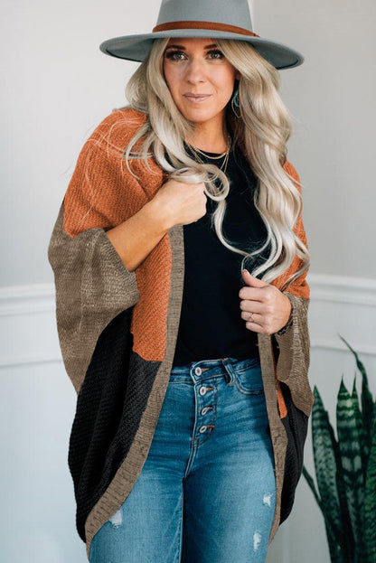 Neutral Colorblock Drapey Cardigan