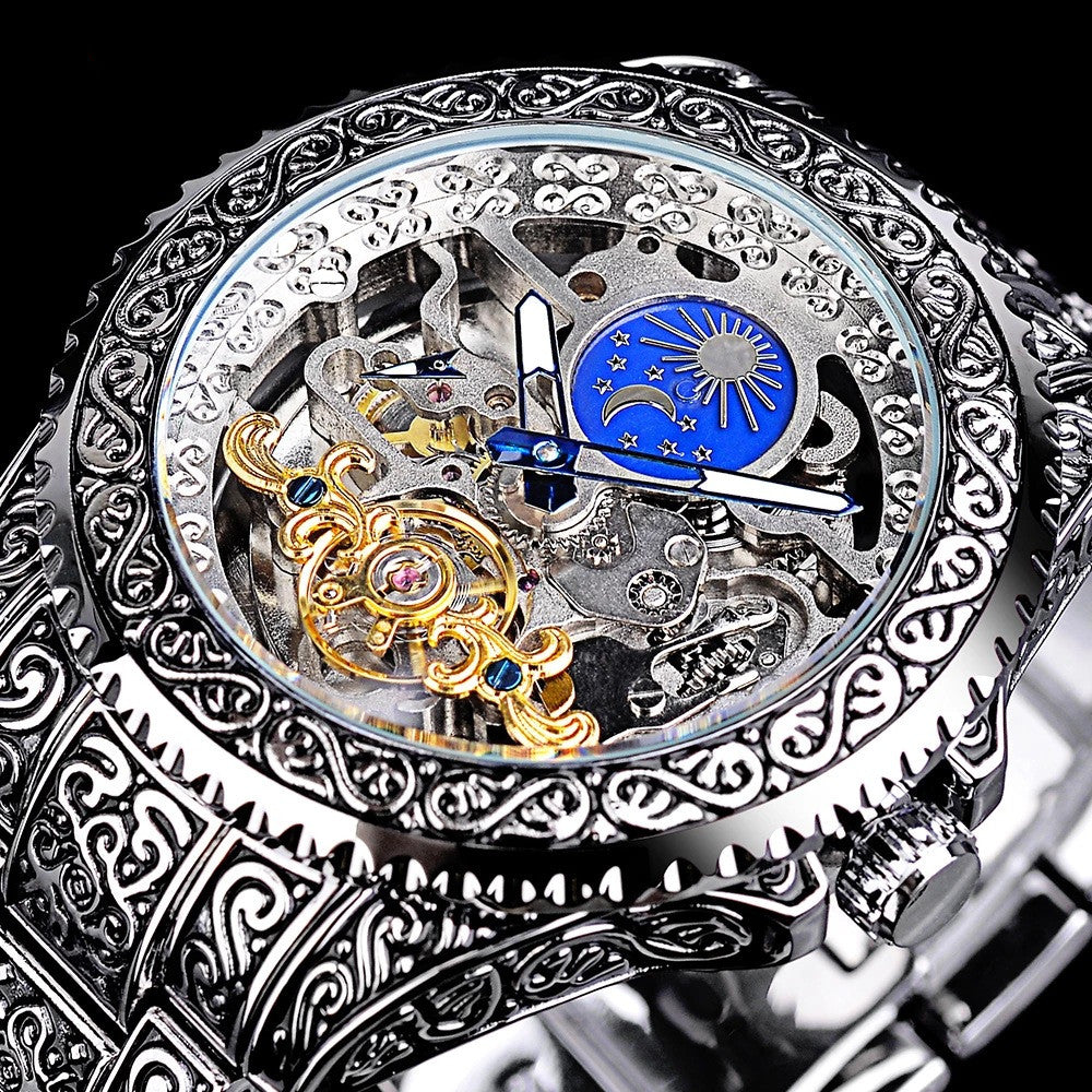 European And American Style Men's Fashion Hollow Retro Carved Automatic Mechanical Watch