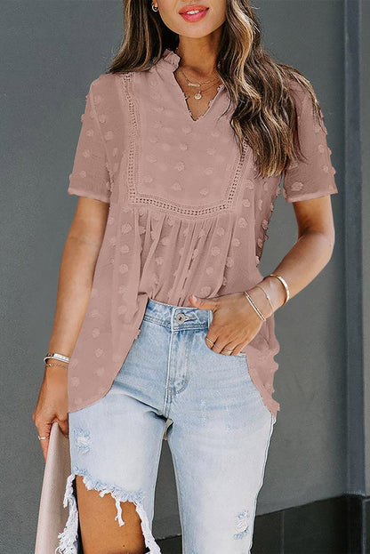 Swiss Dot Short Sleeve Flowy Top