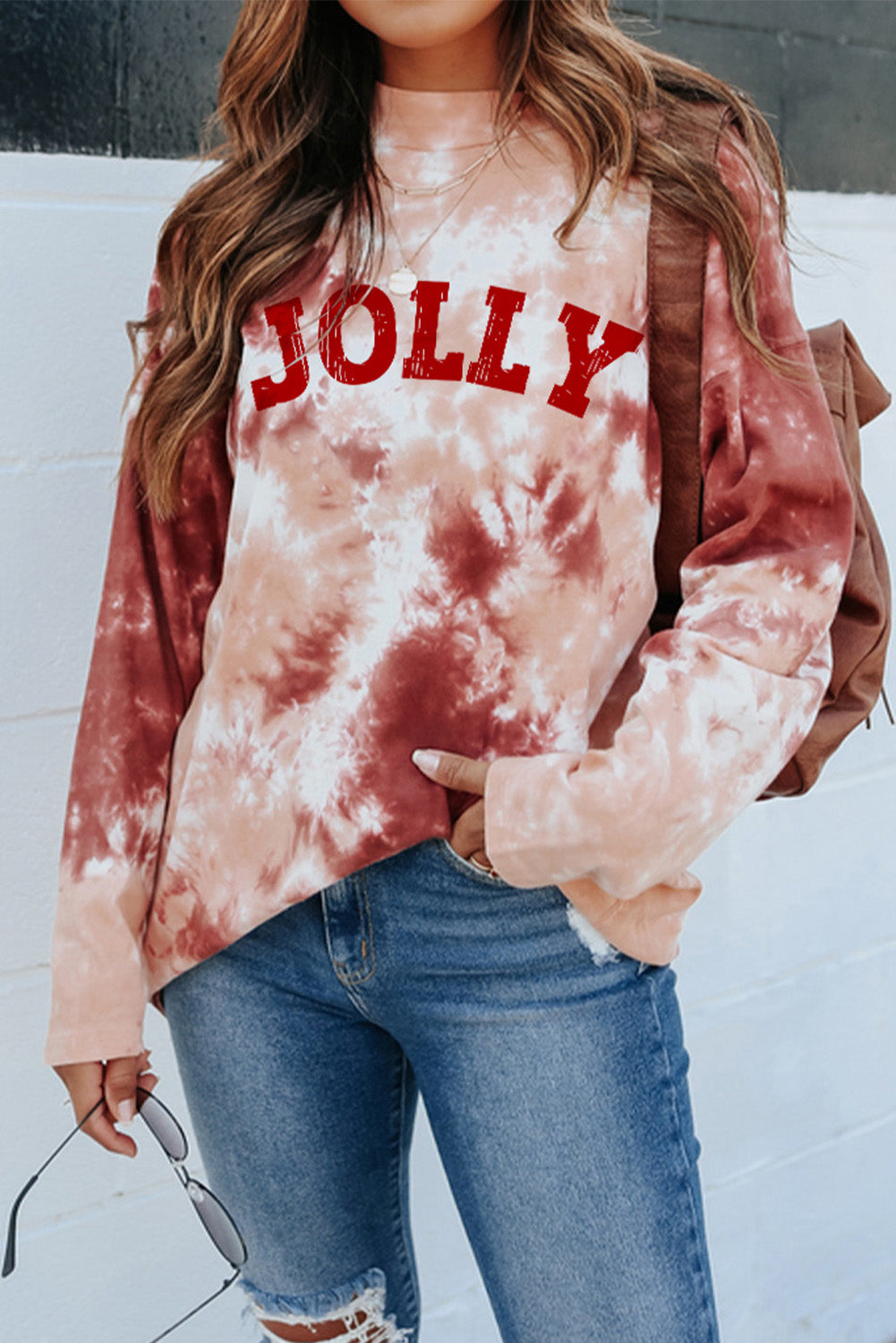 Tie Dye Crew Neck Long Sleeve Top