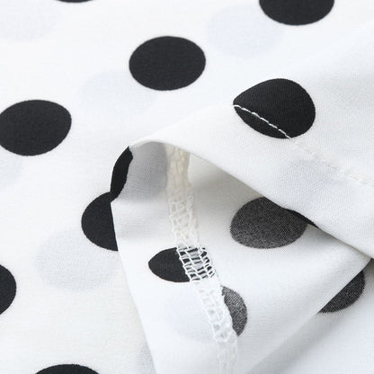 Polka dot print neckline dress