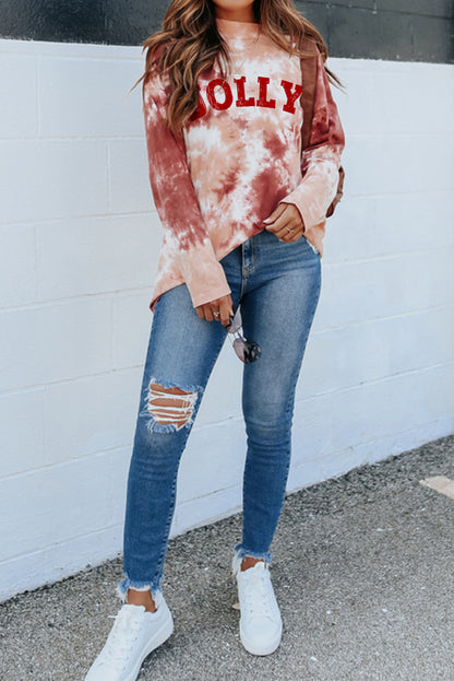 Tie Dye Crew Neck Long Sleeve Top