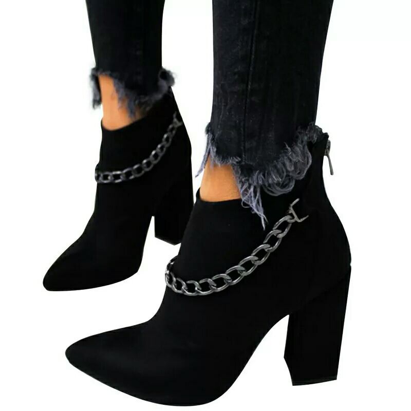 Pointed high heel short boots