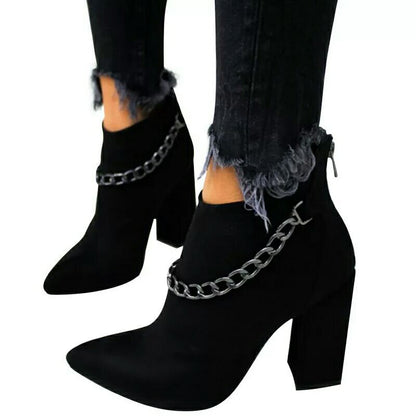 Pointed high heel short boots