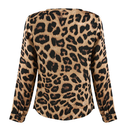 Sexy V Neck Leopard Print Blouse