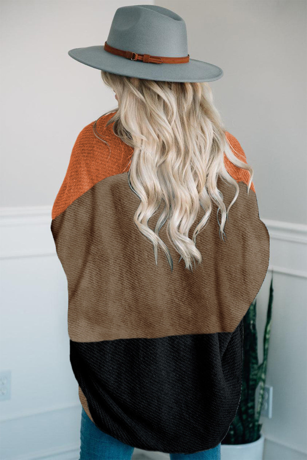 Neutral Colorblock Drapey Cardigan