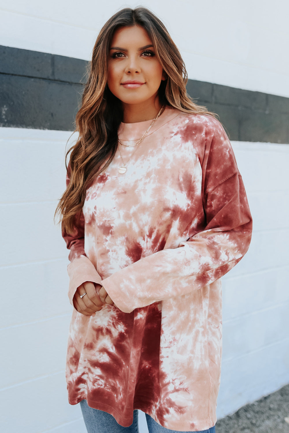 Tie Dye Crew Neck Long Sleeve Top