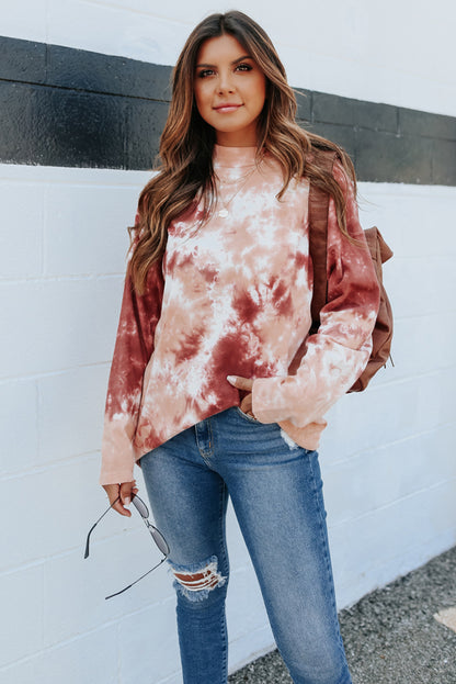 Tie Dye Crew Neck Long Sleeve Top