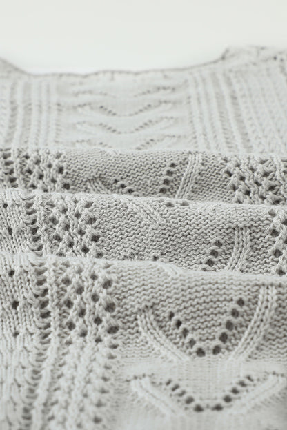 Crochet Lace Pointelle Knit Sweater