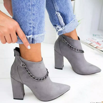 Pointed high heel short boots