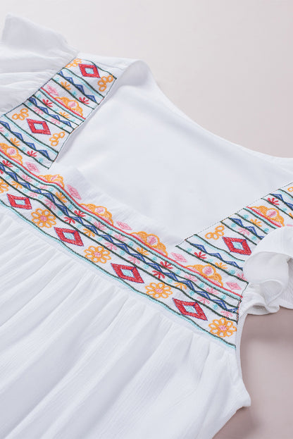 Embroidered Babydoll Top