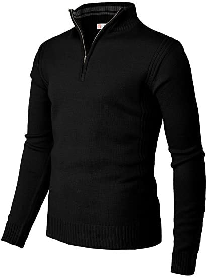 Casual Slim Pullover Knit Zipper Stand Collar Polo Shirt