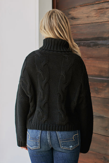 Cuddle Weather Cable Knit Handmade Turtleneck Sweater