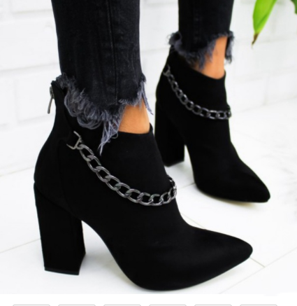 Pointed high heel short boots