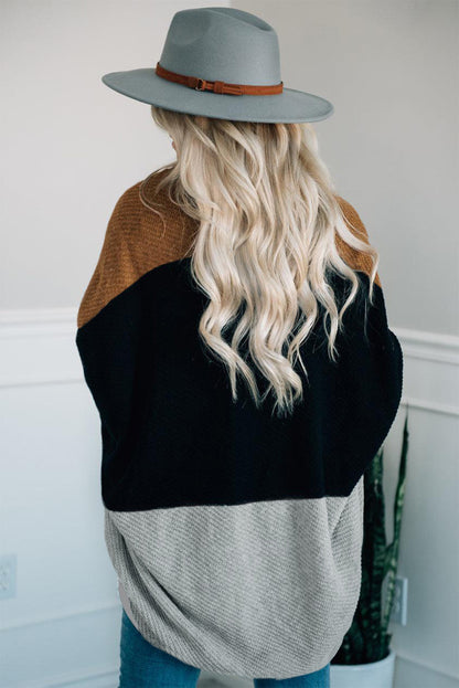 Neutral Colorblock Drapey Cardigan