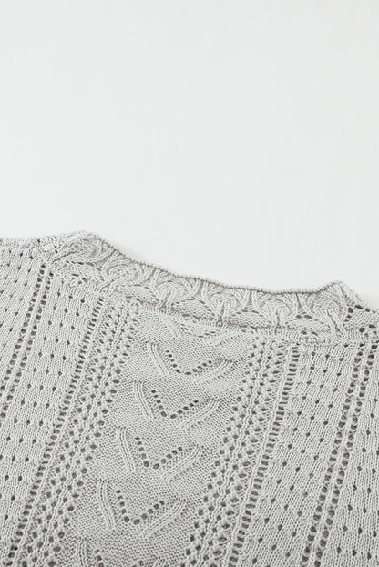 Crochet Lace Pointelle Knit Sweater