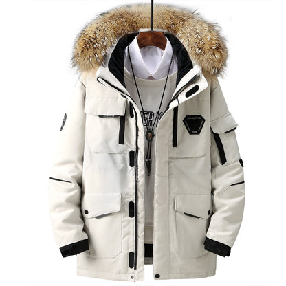 Thick Fur Collar men's Hooded Jacket