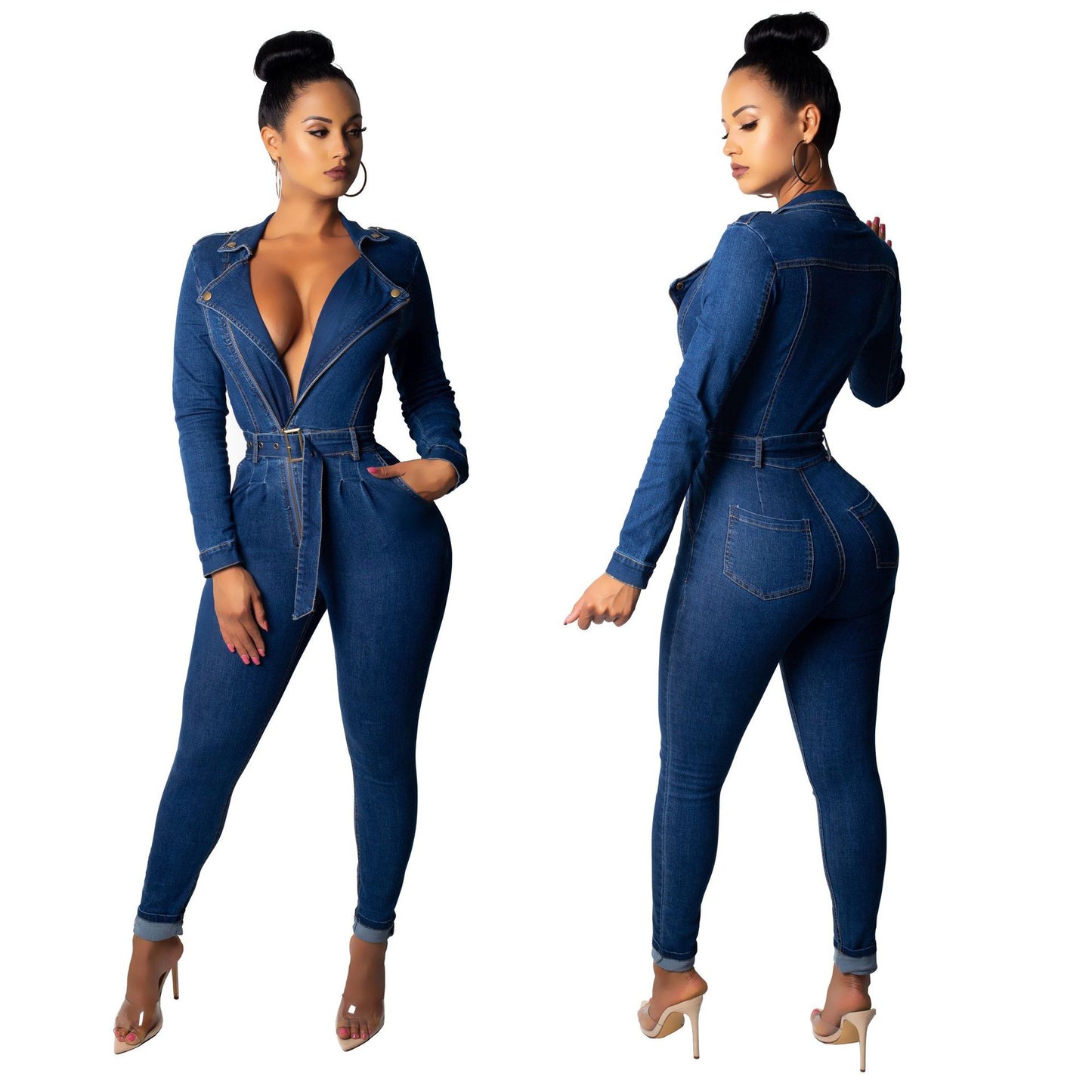 Denim women's bodysuits