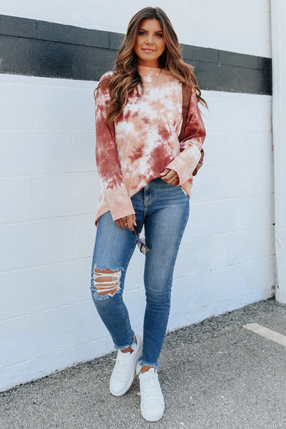 Tie Dye Crew Neck Long Sleeve Top