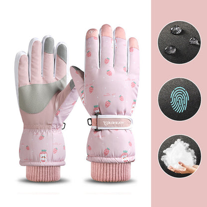 Snowflake Cartoon Print Hand Gloves