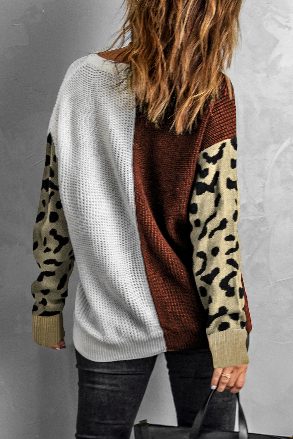 Print Contrast Color V Neck Sweater