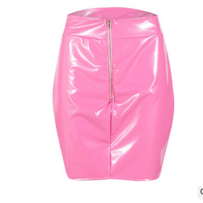 PU Leather Pink Skirt