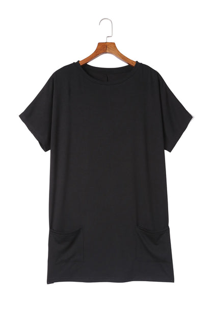 Side Pockets Short Sleeve Tunic Top