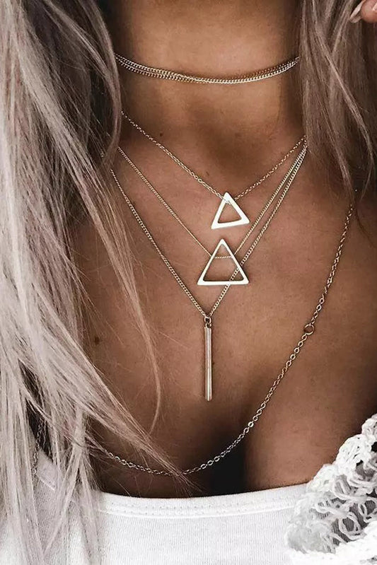 Triangle Pendant Chain Multilayer Necklace